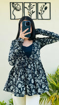 Cotton Flared Black Shrug Kurti - Dolled Up