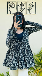Cotton Flared Black Shrug Kurti - Dolled Up