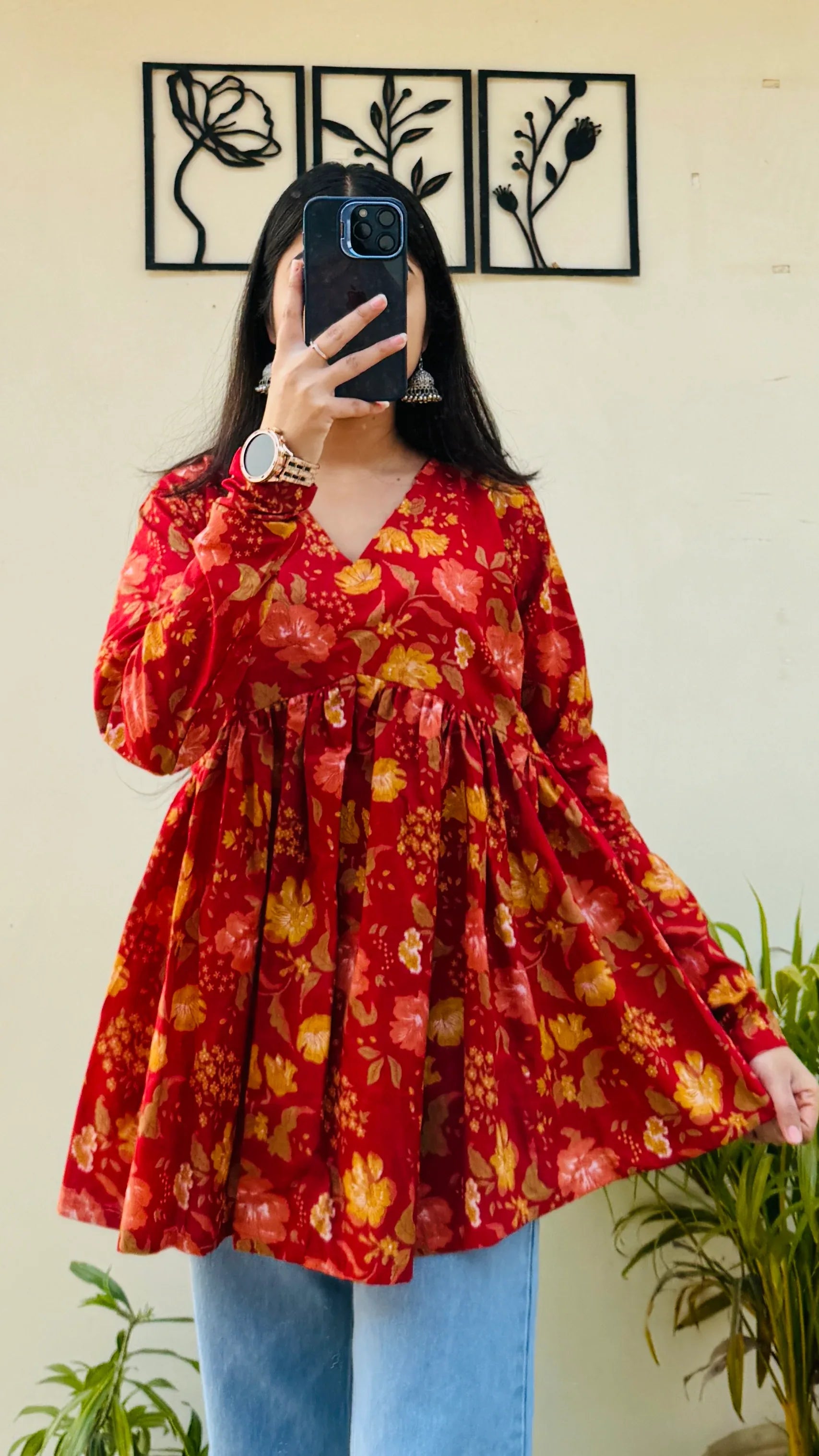 Cotton Flared Aliacut Floral Print Peplum Top - Dolled Up