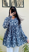 Cotton Flared Aliacut Floral Print Peplum Top - Dolled Up