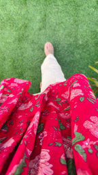 Cotton Pink Flared Floral Print Aliacut Peplum Top - Dolled Up