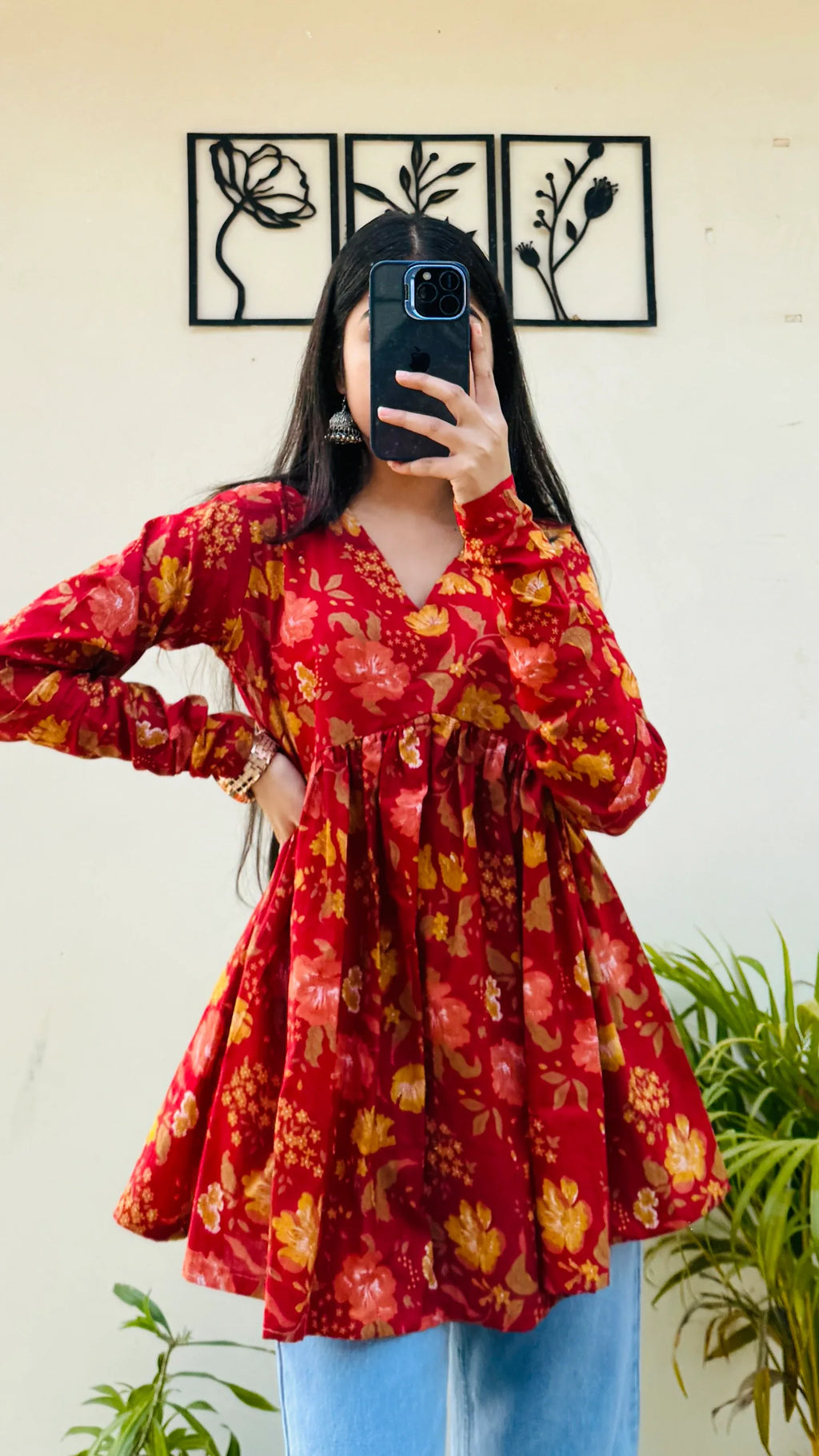 Cotton Flared Aliacut Floral Print Peplum Top - Dolled Up