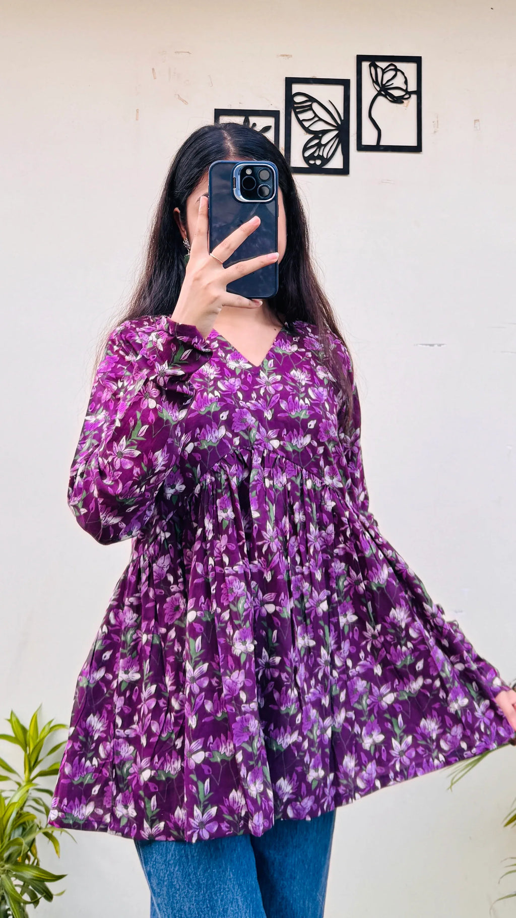 Cotton Wine Flared Printed Aliacut Peplum Top - Dolled Up