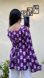 Cotton Square Neck Corset Back Short Kurti - Dolled Up