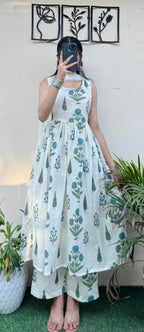 Beautiful Cotton Sleeveless Anarkali Suit Set - Dolled Up