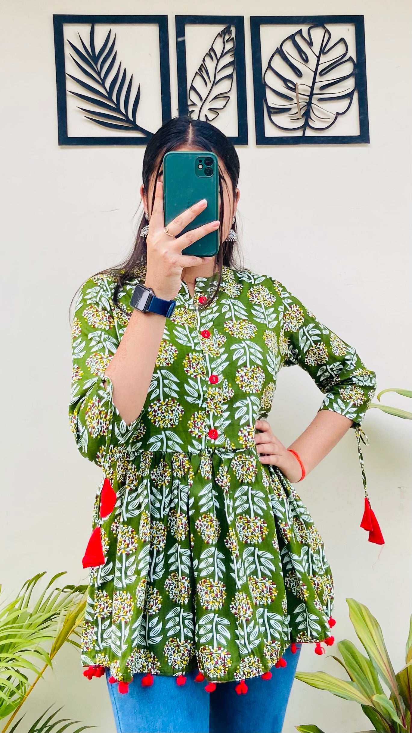 Olive Green Rayon Short Kurti
