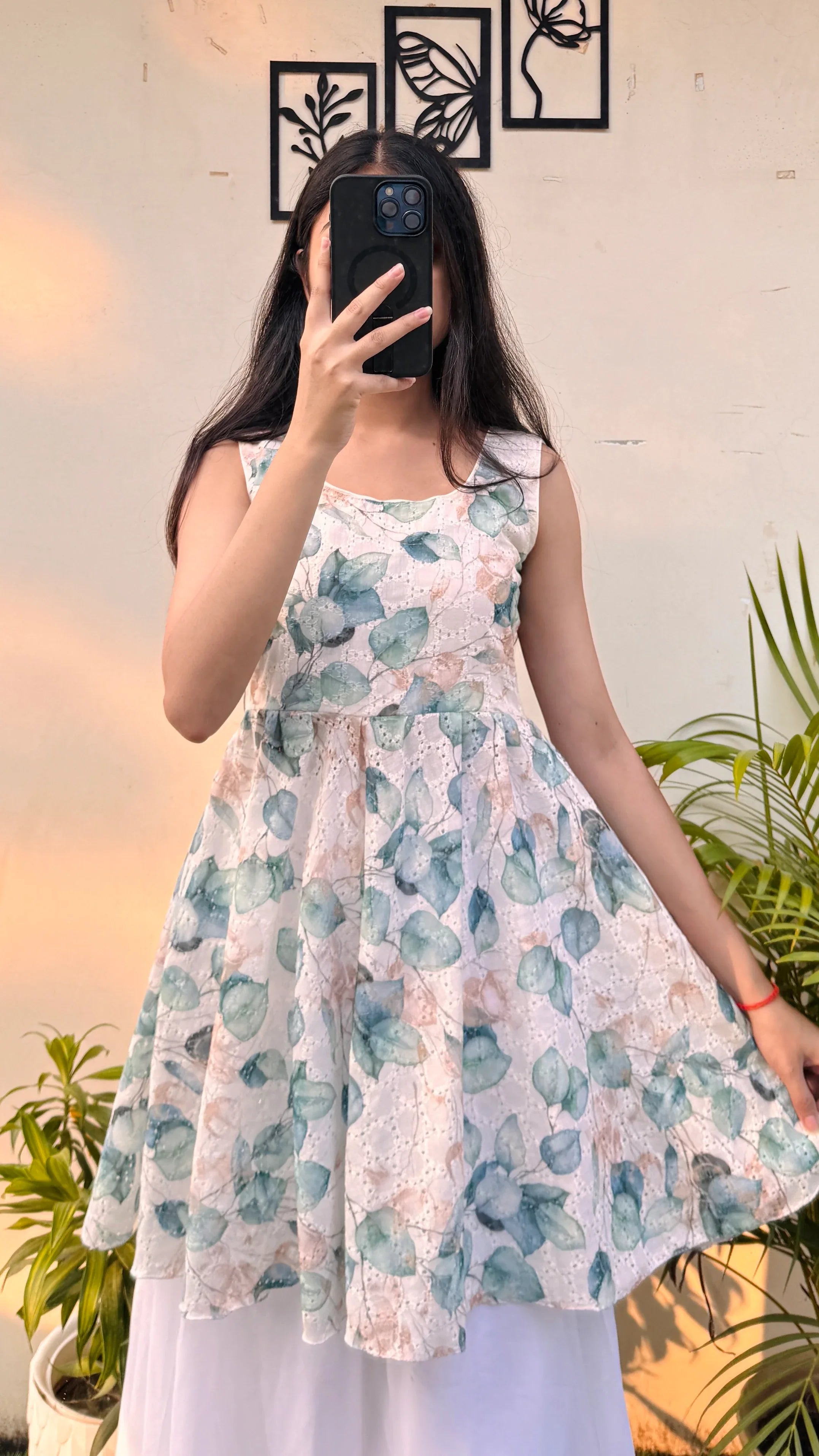 Hakoba Flared Short Kurti With Back Lace Detailing - Dolled Up