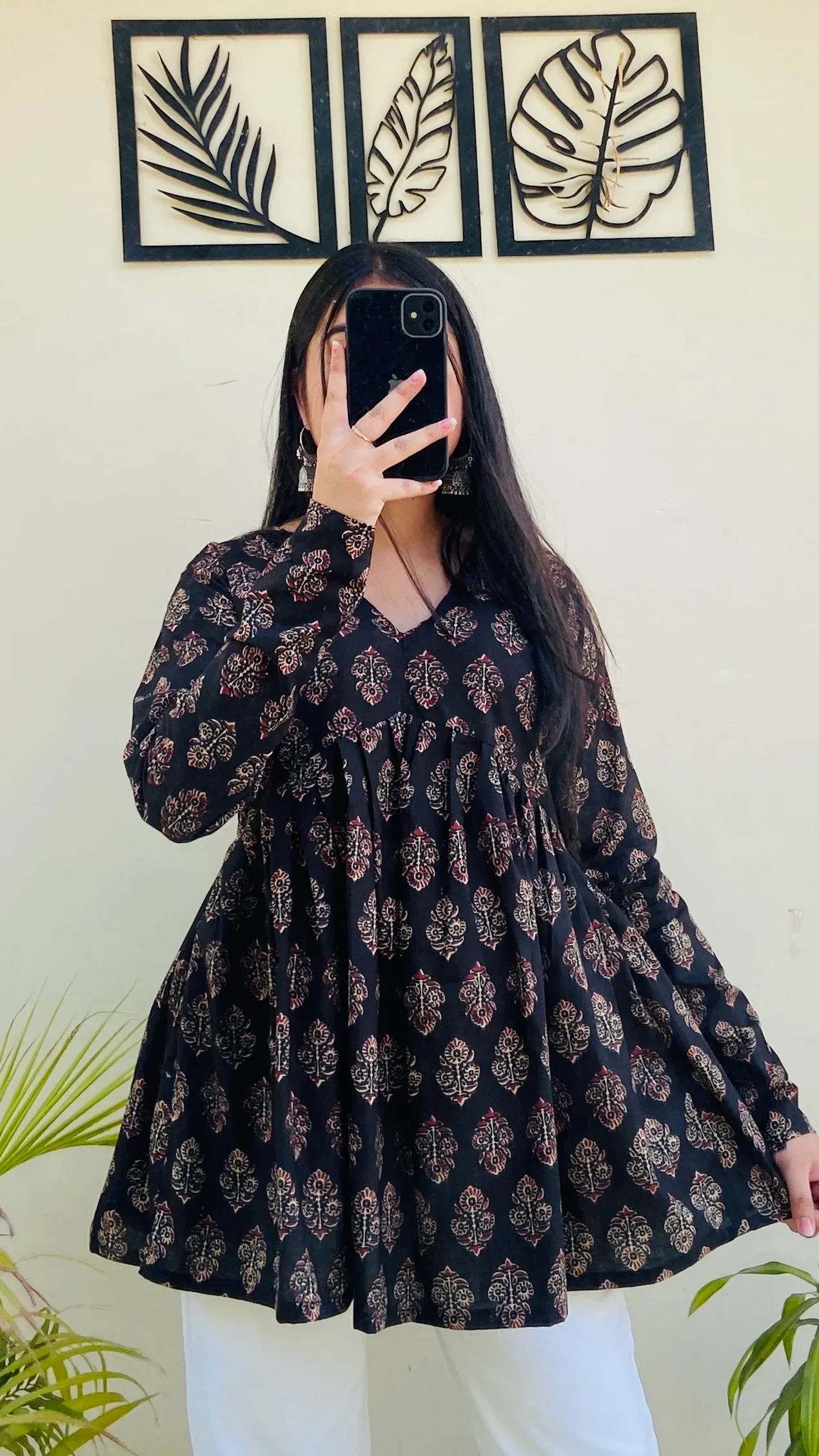 Cotton Black Flared Floral Print Aliacut Peplum Top - Dolled Up