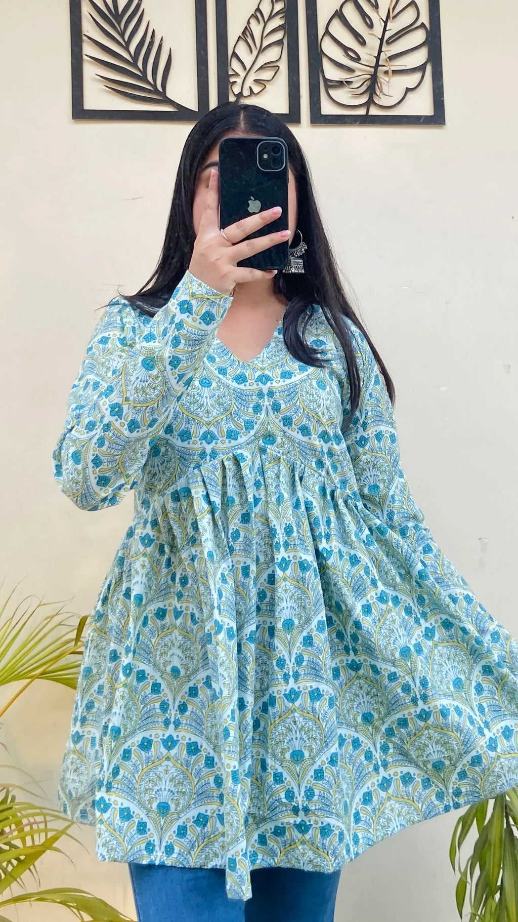 Cotton Printed Flared Aliacut Peplum Top - Dolled Up