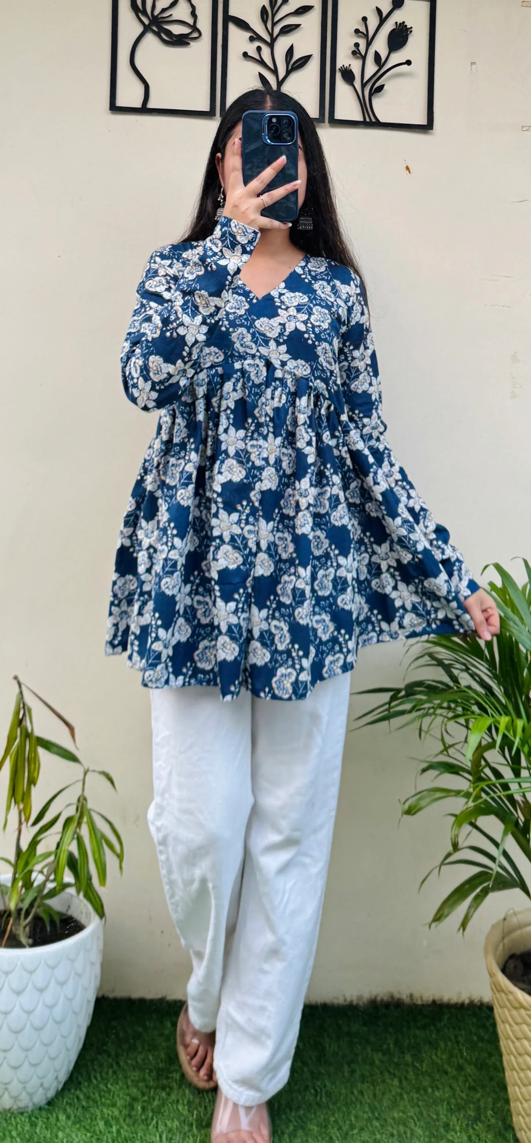 Cotton Flared Floral Print Aliacut Peplum Top - Dolled Up