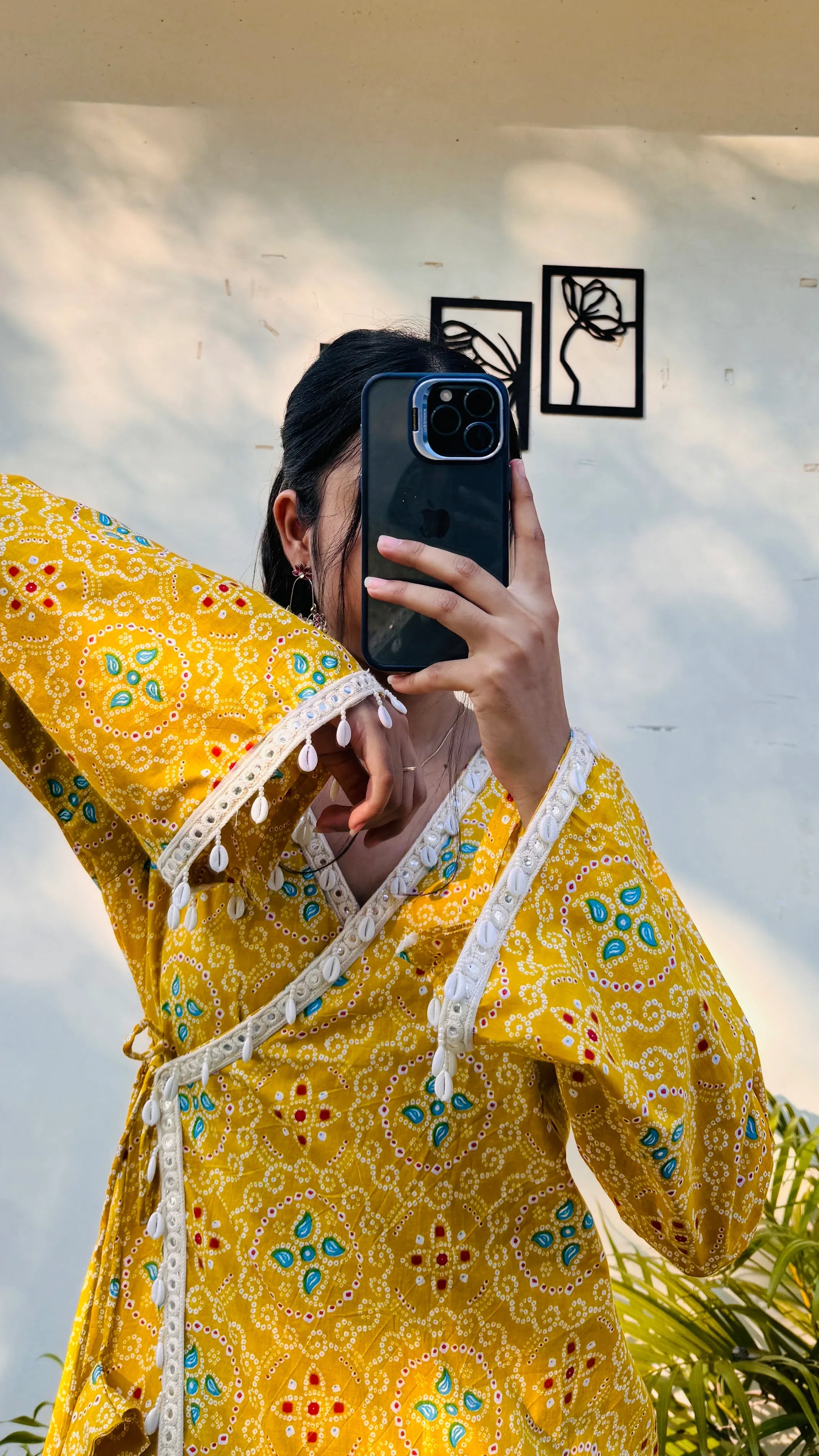 Cotton Bandhani Print Shells Detailing Angrakha Kurti - Dolled Up