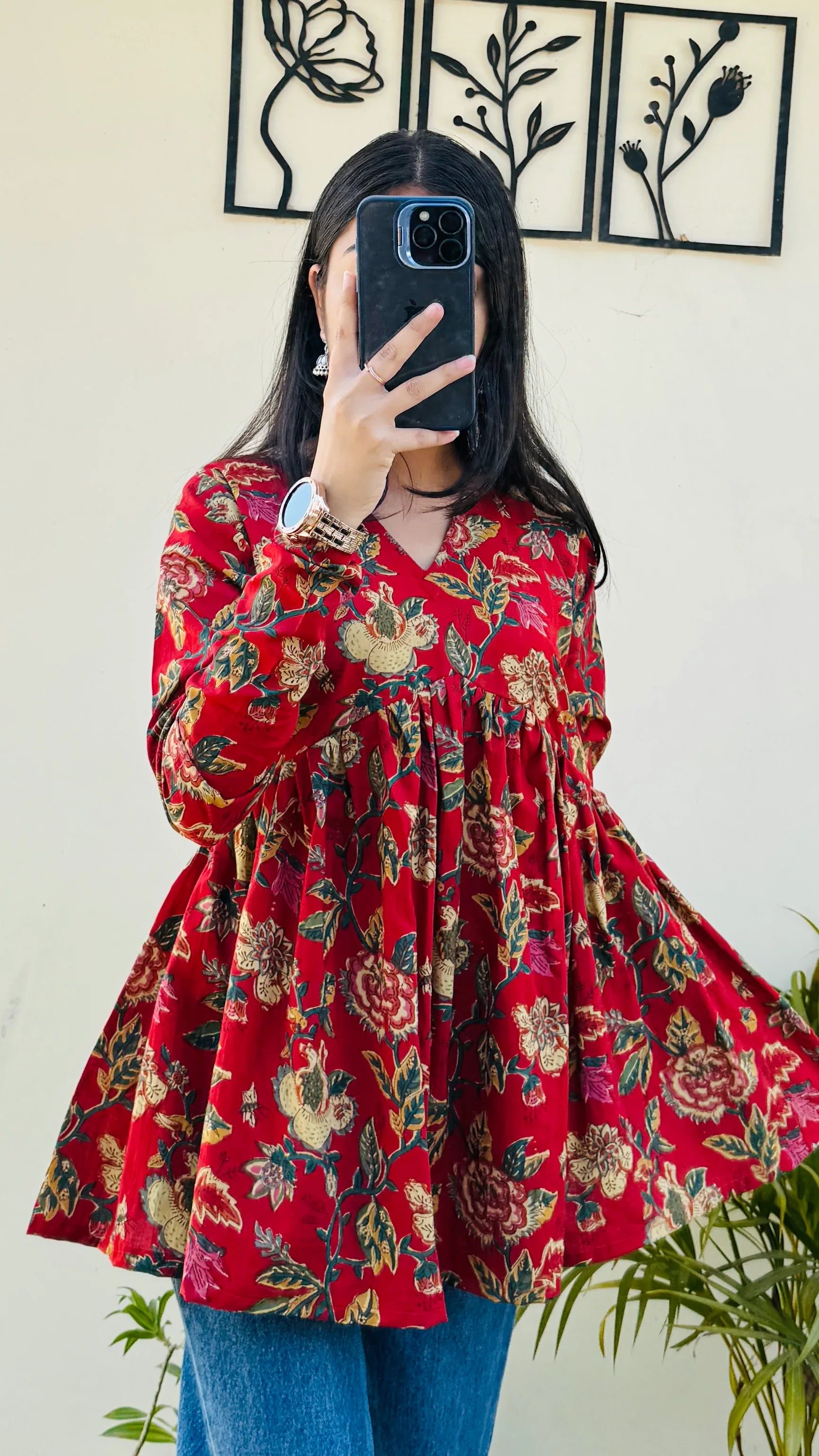 Cotton Flared Floral Print Aliacut Peplum Top - Dolled Up