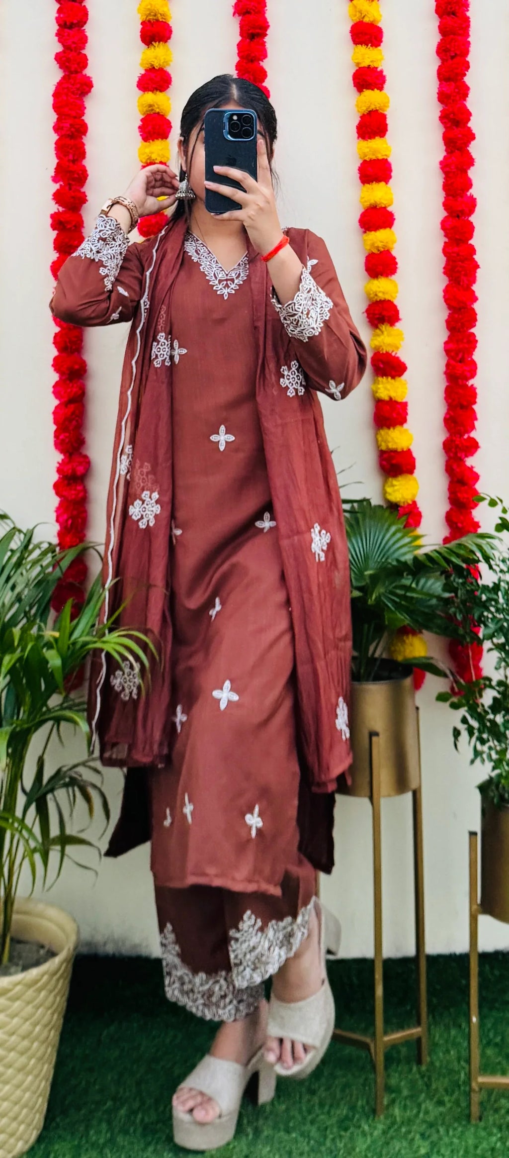 Beautiful Embroidered Silk Kurta Set - Dolled Up
