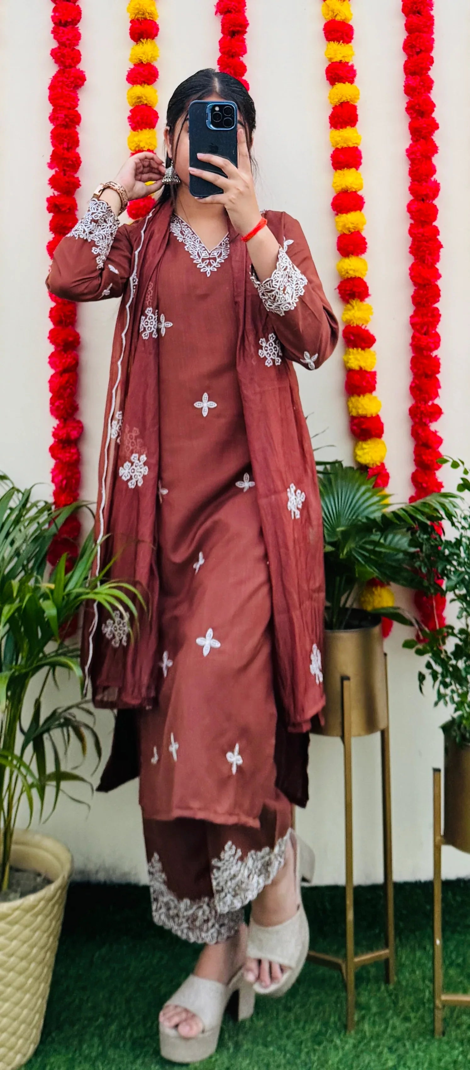 Beautiful Embroidered Silk Kurta Set - Dolled Up
