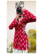 Aadhya ~ Cotton Square Neck Side Corset Short Kurti