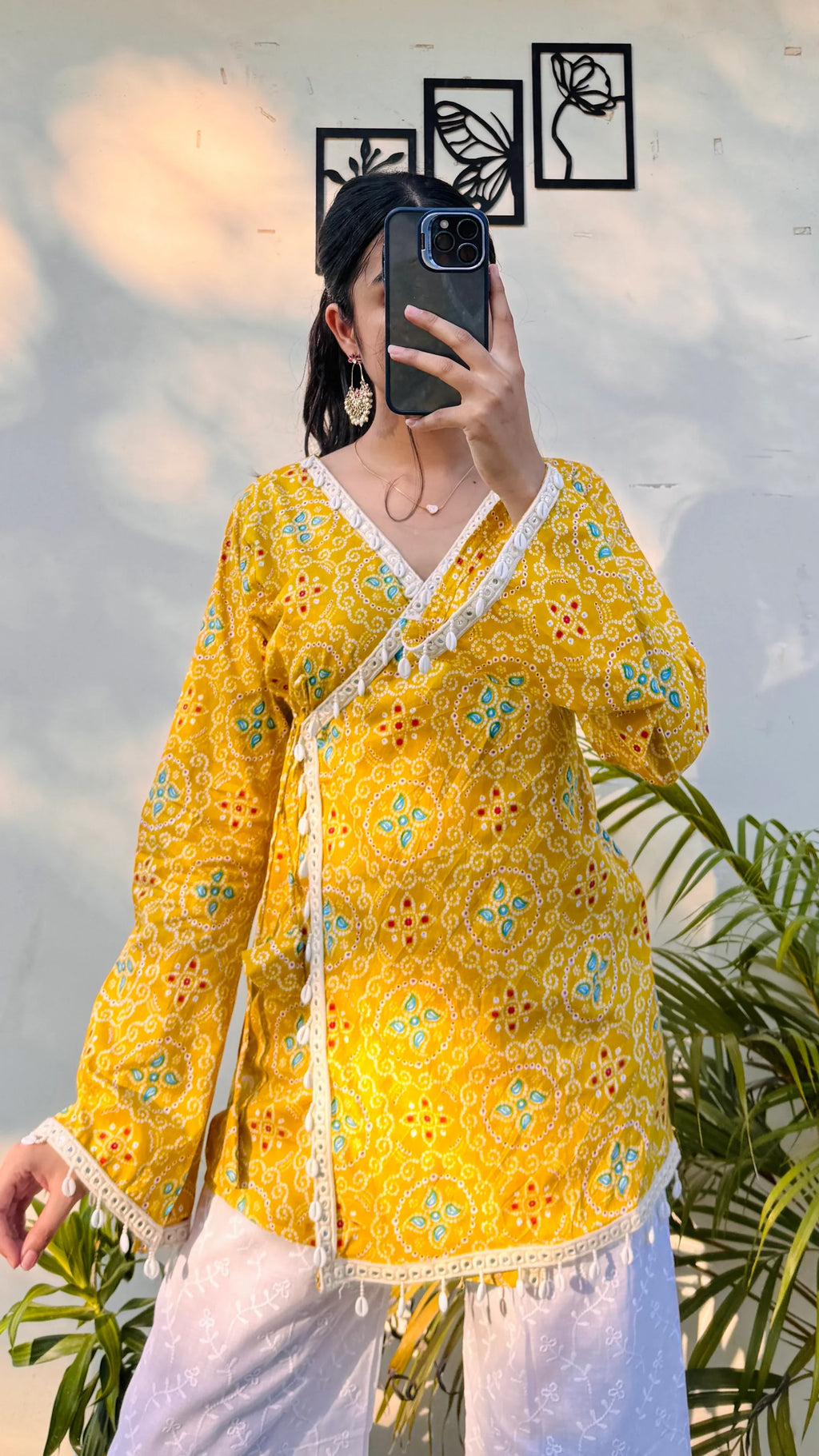 Cotton Bandhani Print Shells Detailing Angrakha Kurti - Dolled Up