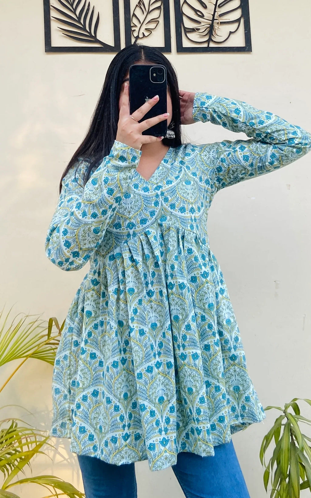 Cotton Printed Flared Aliacut Peplum Top - Dolled Up