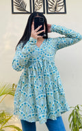 Cotton Printed Flared Aliacut Peplum Top - Dolled Up