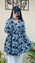 Cotton Flared Floral Print Aliacut Peplum Top - Dolled Up