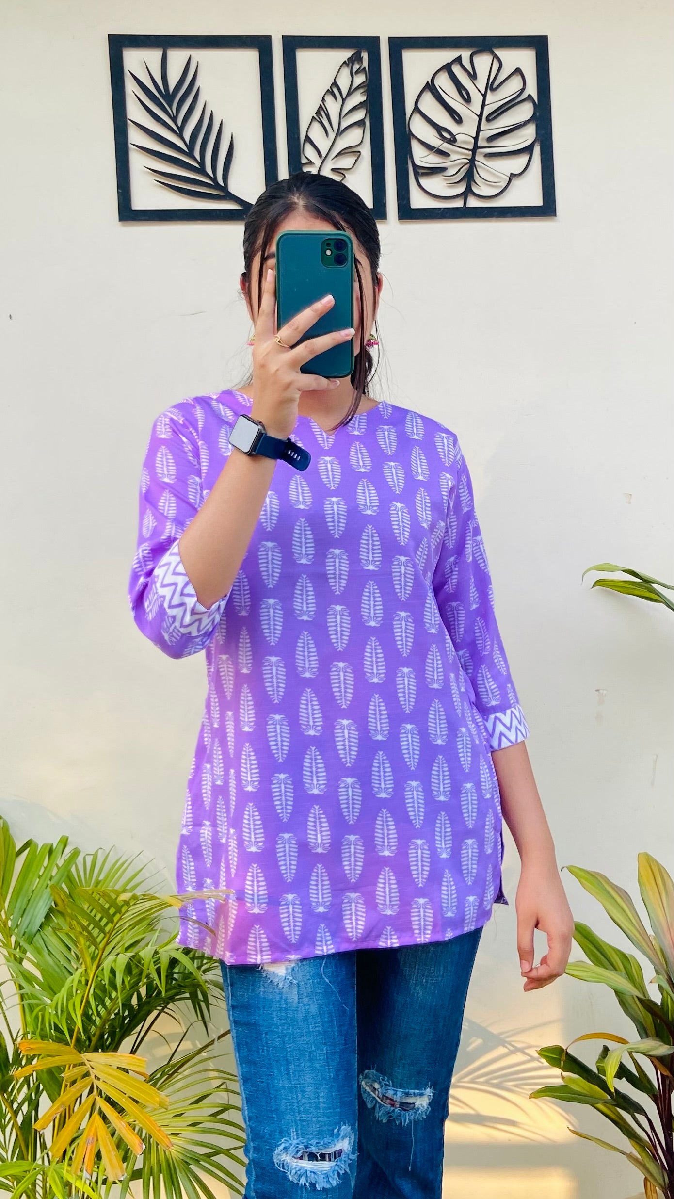 Lavender Rayon Short Kurti