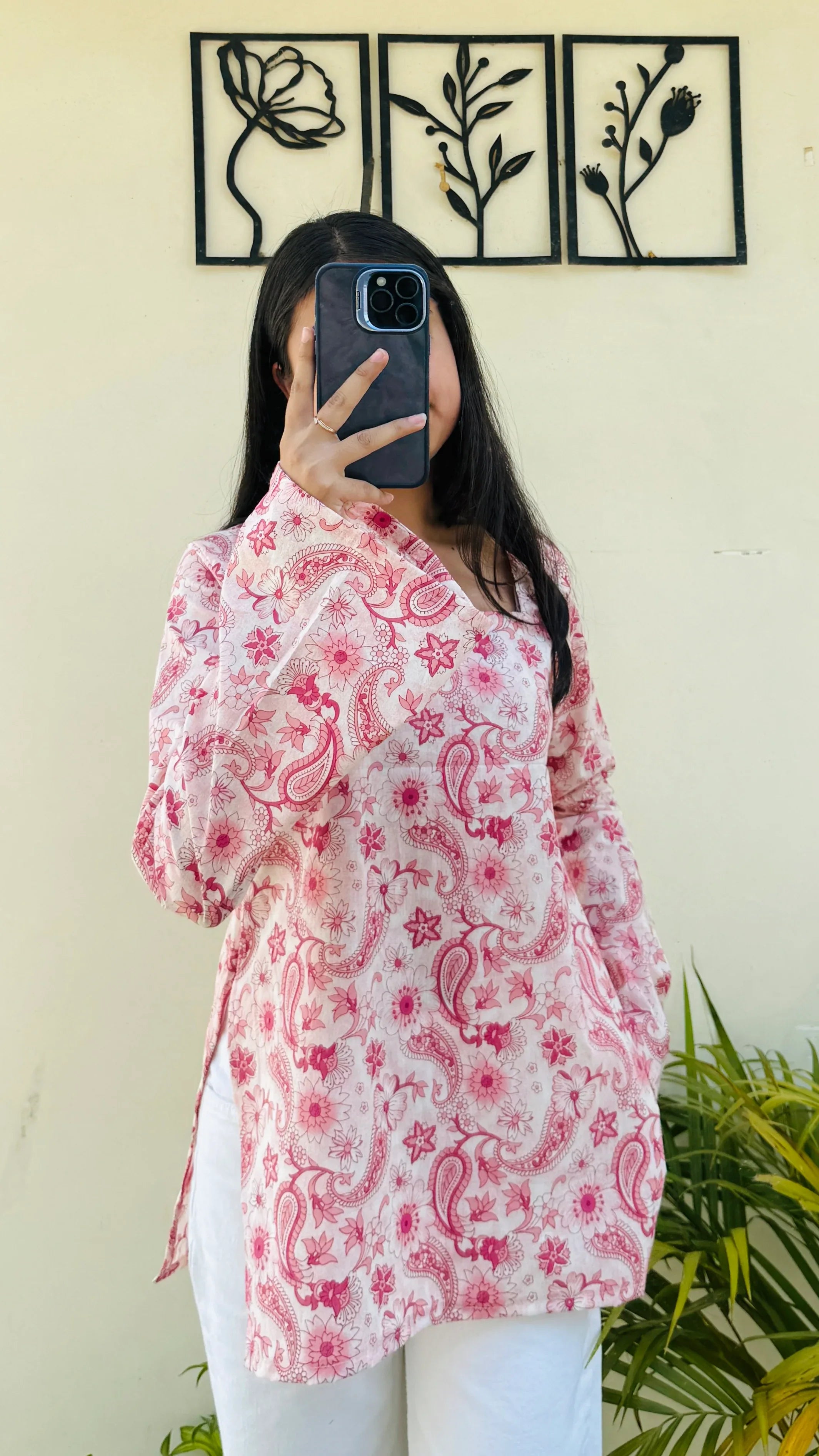 Cotton Bellsleeve Square Neck Straight Short Kurti - Dolled Up