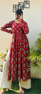 Cotton Full Sleeve Brown Colour Nyra Cut Long Kurti