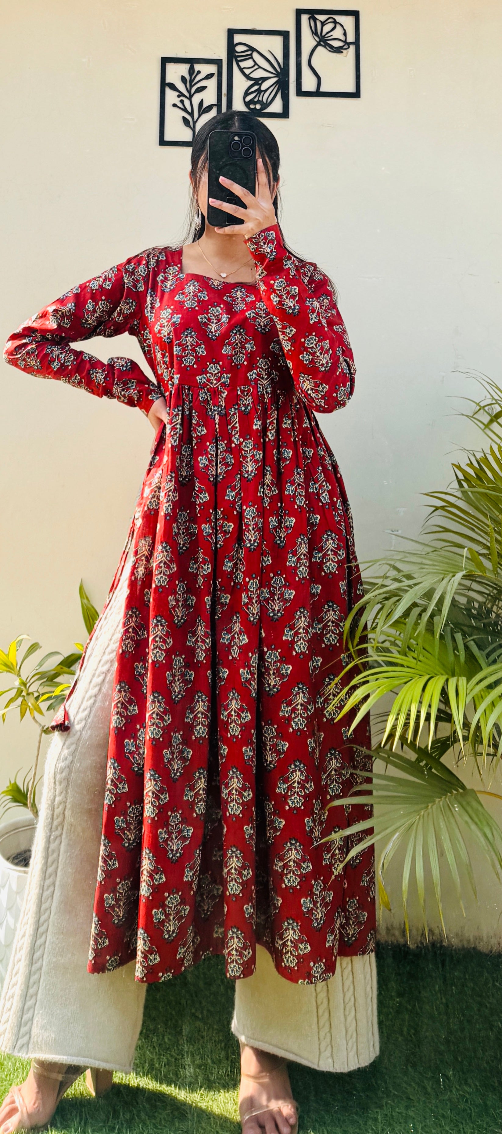 Cotton Full Sleeve Brown Colour Nyra Cut Long Kurti