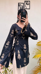 Mansi ~ Cotton Sweetheart Neck Side Corset Short Kurti