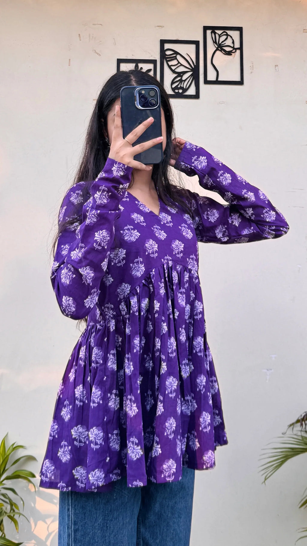 Cotton Flared Printed Aliacut Peplum Top - Dolled Up