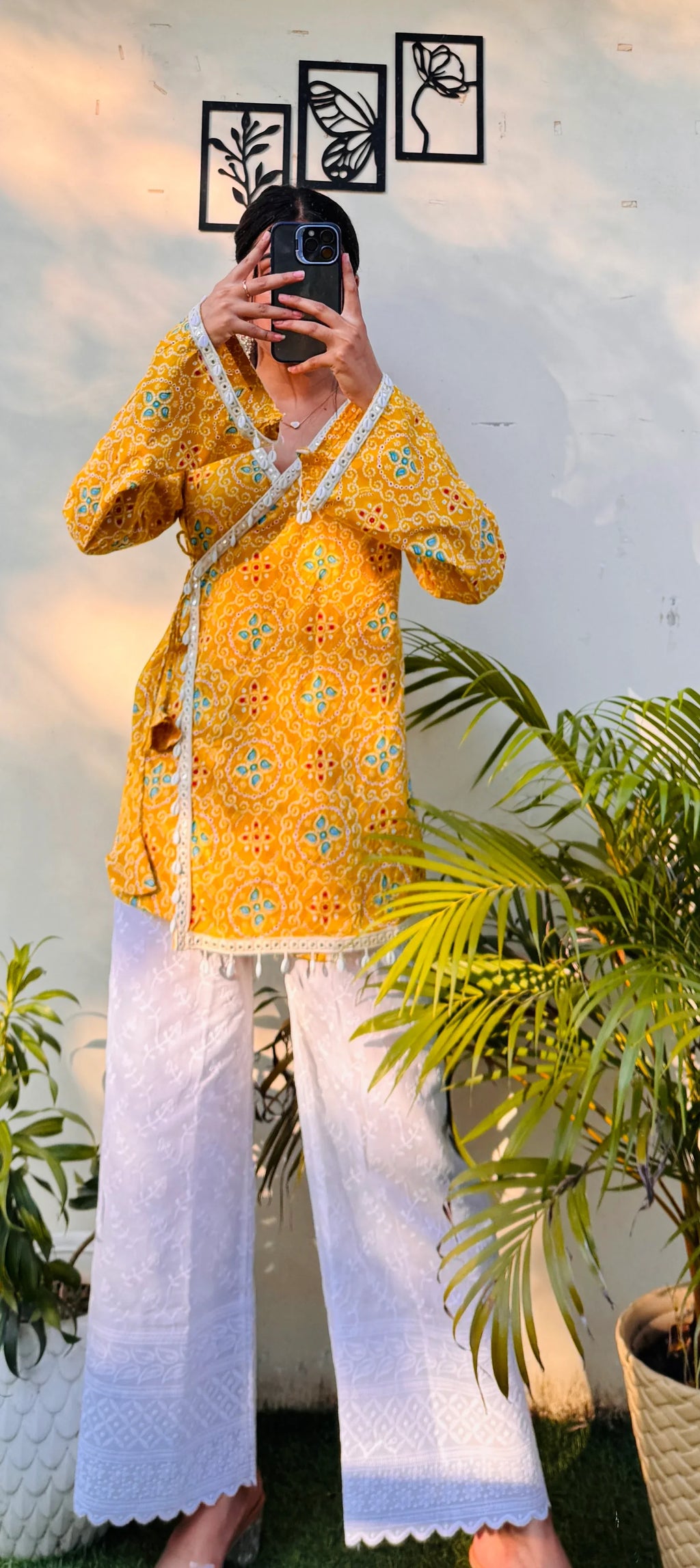 Cotton Bandhani Print Shells Detailing Angrakha Kurti - Dolled Up