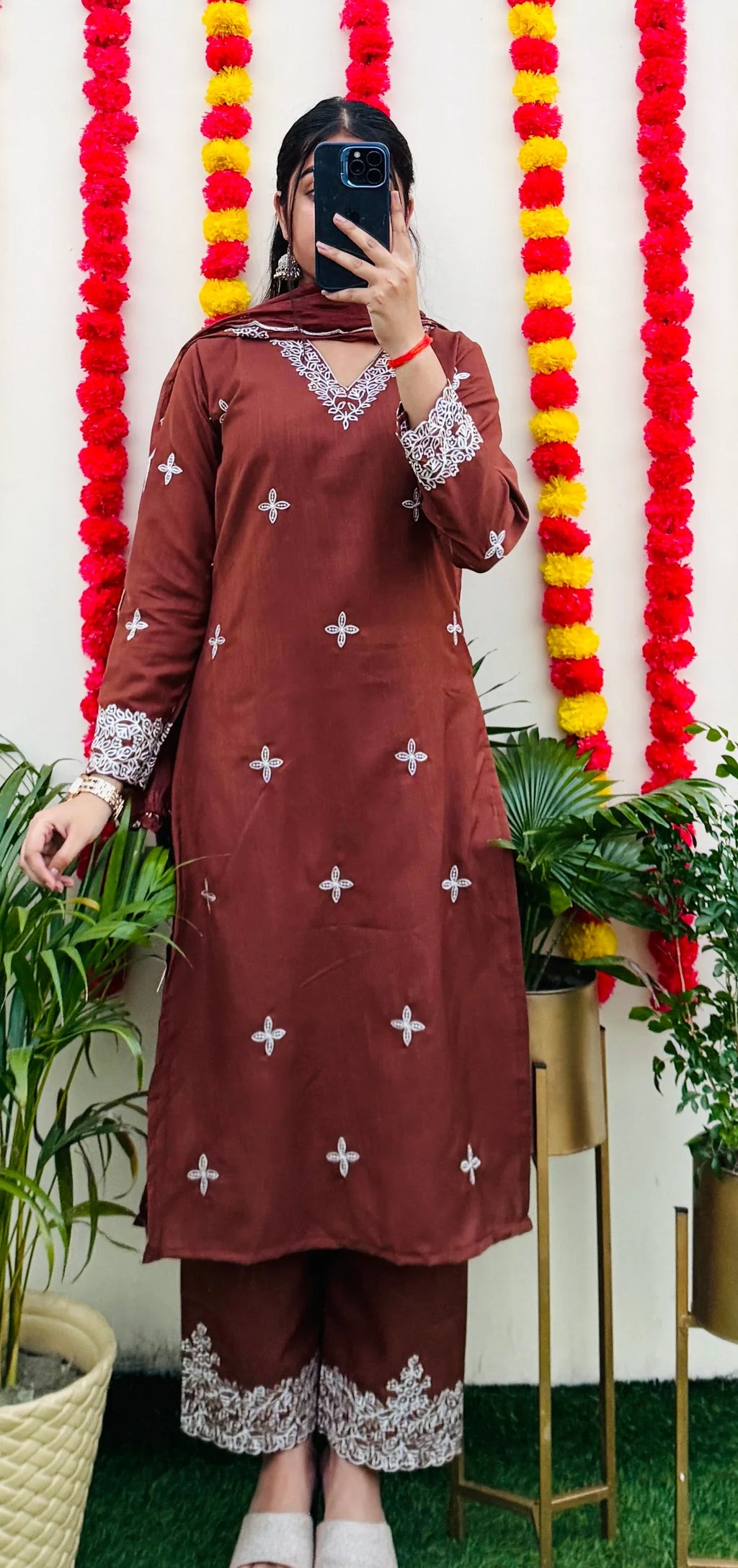 Beautiful Embroidered Silk Kurta Set - Dolled Up