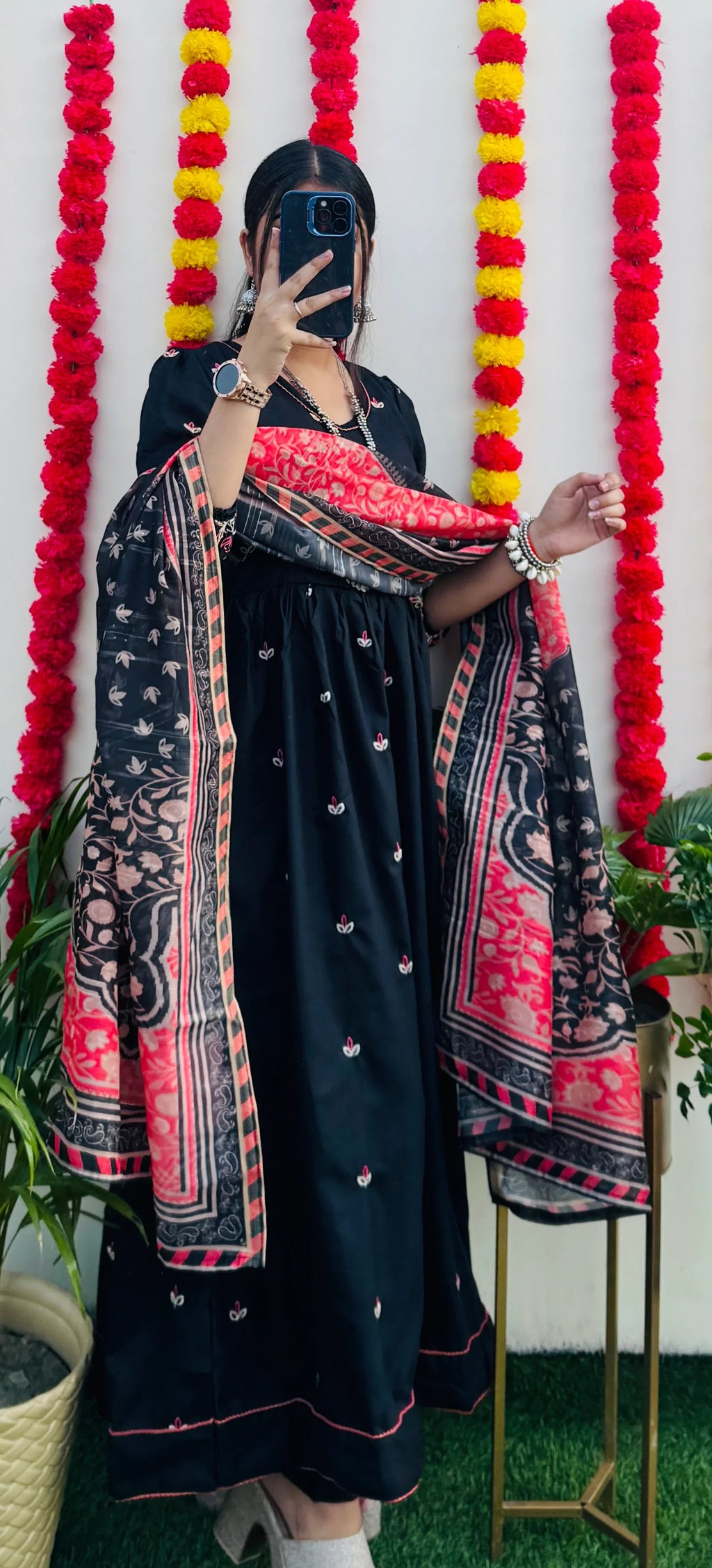 Beautiful Cotton Anarkali Kurta Pant and Dupatta Set - Dolled Up