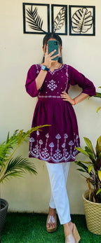 Imported Traditional Thread Embroidery Kurti Pant Set - Dolled Up