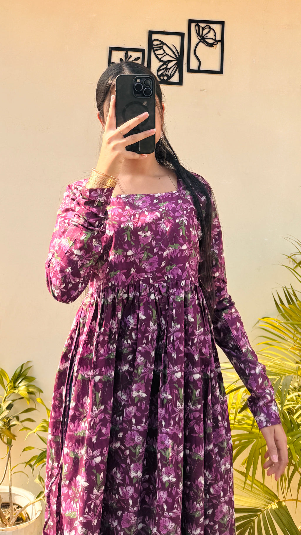Cotton Full Sleeve Wine Colour Nyra Cut Long Kurti