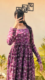 Cotton Full Sleeve Wine Colour Nyra Cut Long Kurti
