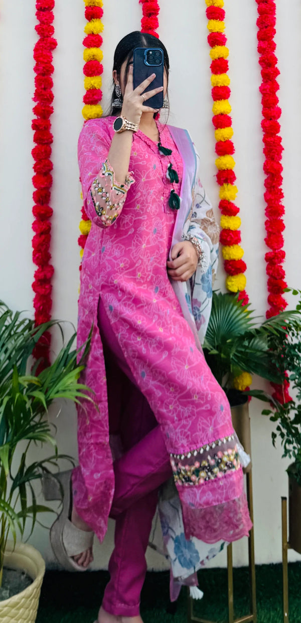 Beautiful Cotton Kurta Pant with Dupatta Set - Dolled Up