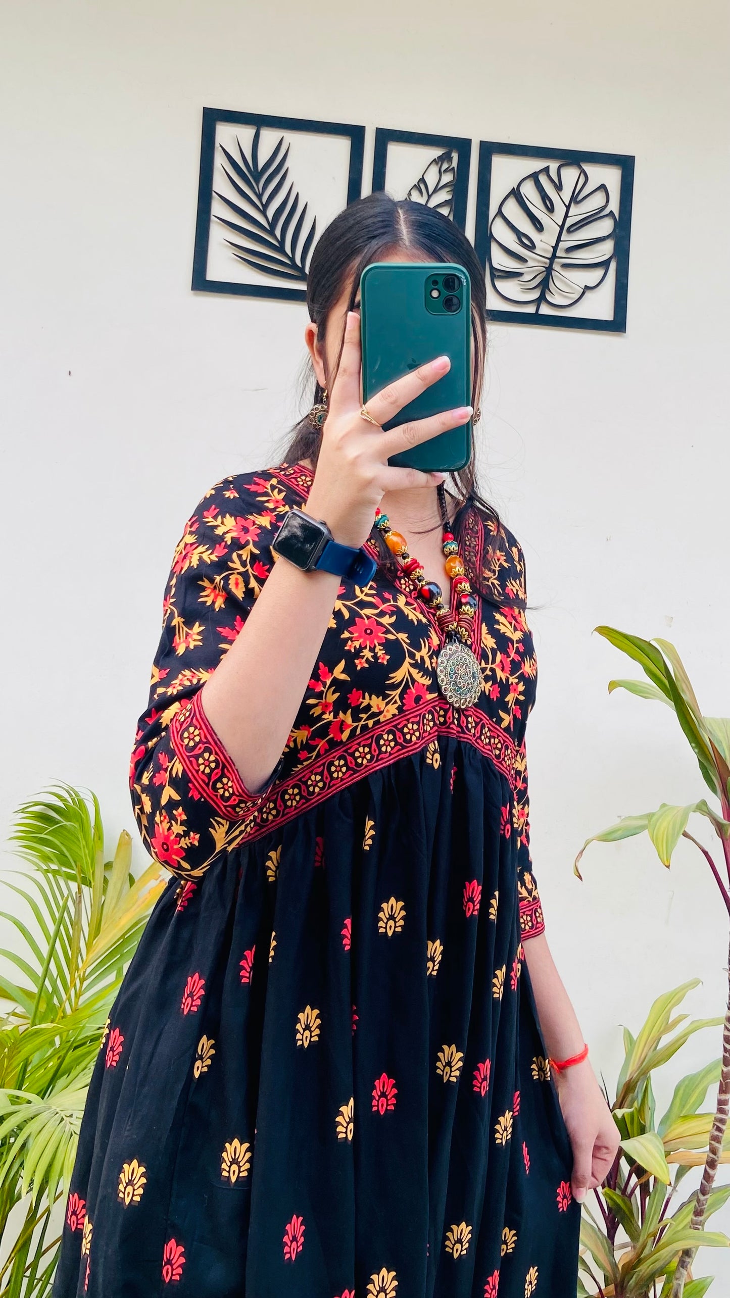 Beautiful Black Rayon Printed Dress