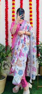 Beautiful Cotton Kurta Pant with Dupatta Set - Dolled Up