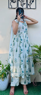 Beautiful Cotton Sleeveless Anarkali Suit Set - Dolled Up