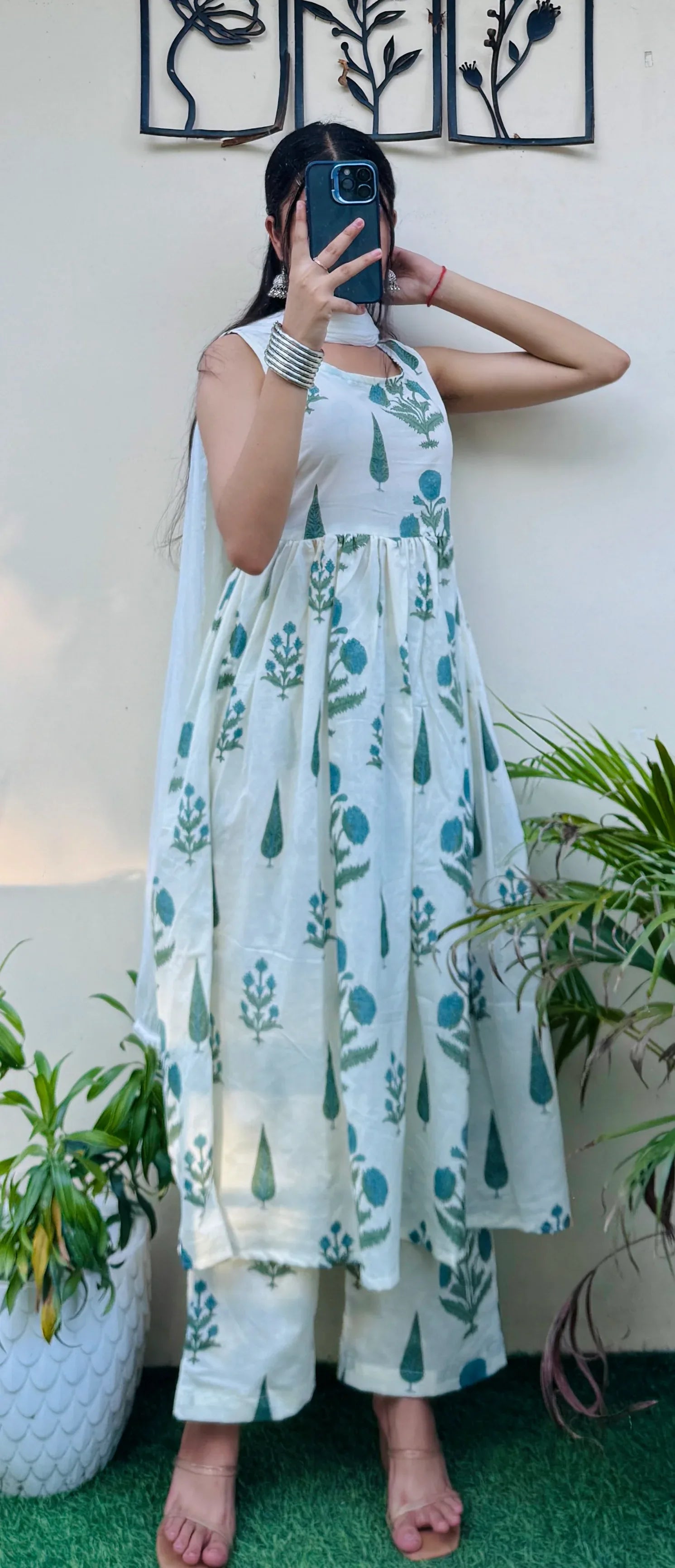 Beautiful Cotton Sleeveless Anarkali Suit Set - Dolled Up