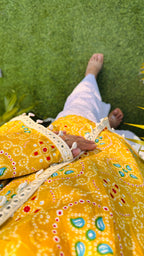 Cotton Bandhani Print Shells Detailing Angrakha Kurti - Dolled Up