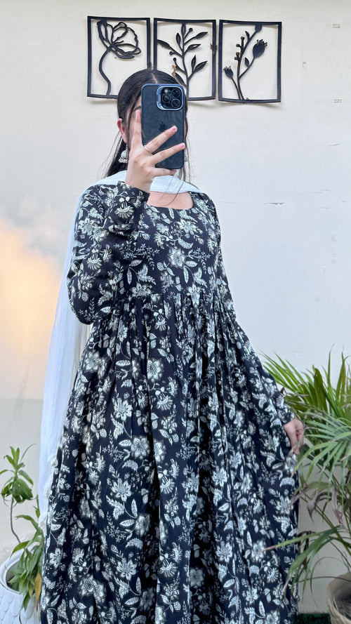 Beautiful Cotton Anarkali Suit Set - Dolled Up
