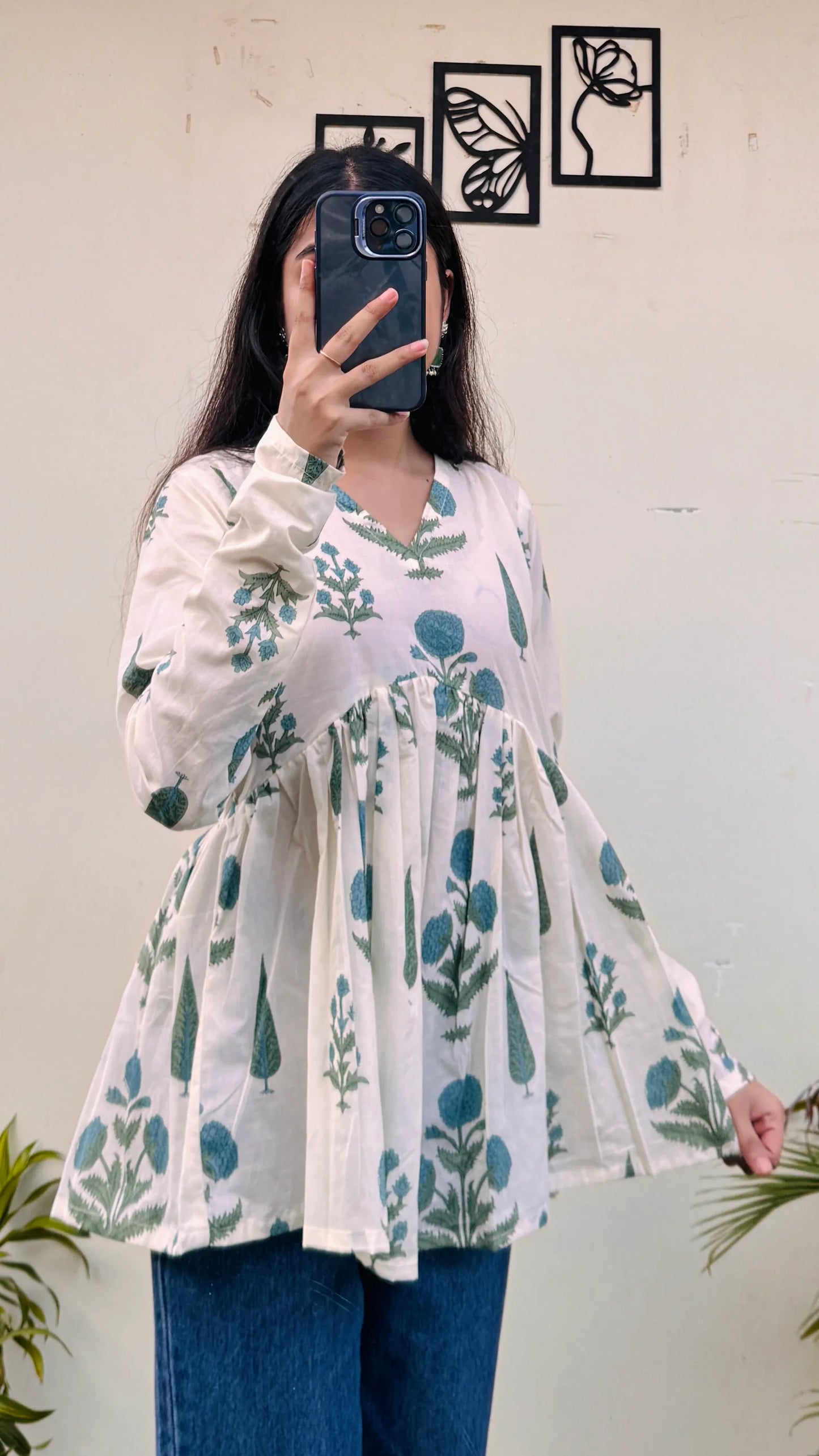 Cotton Flared Printed Aliacut Peplum Top - Dolled Up