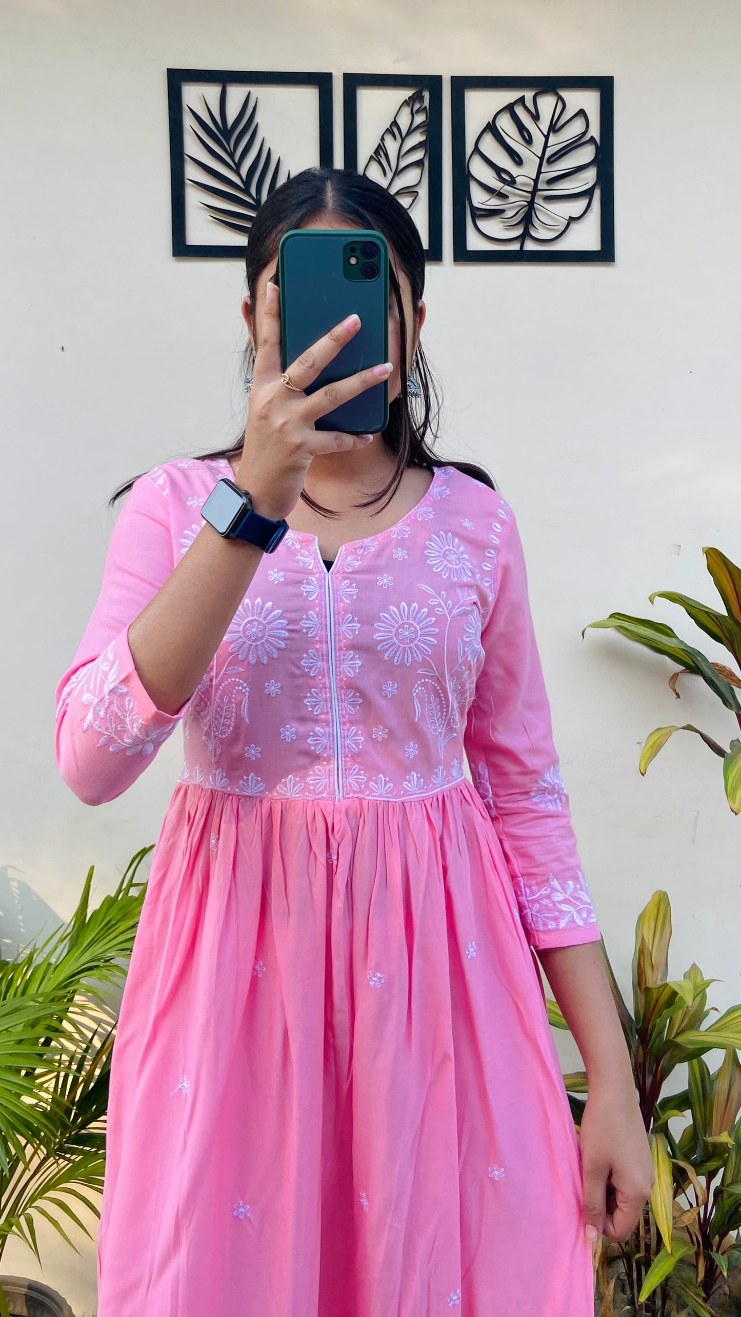 Peach embroidered Kurti Pant Set