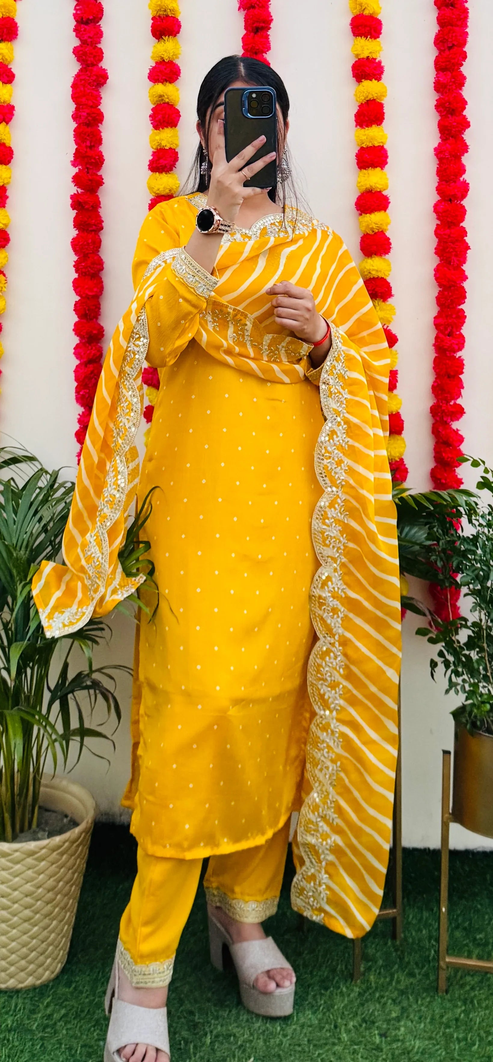 Beautiful Silk Kurta Pant Dupatta Set - Dolled Up