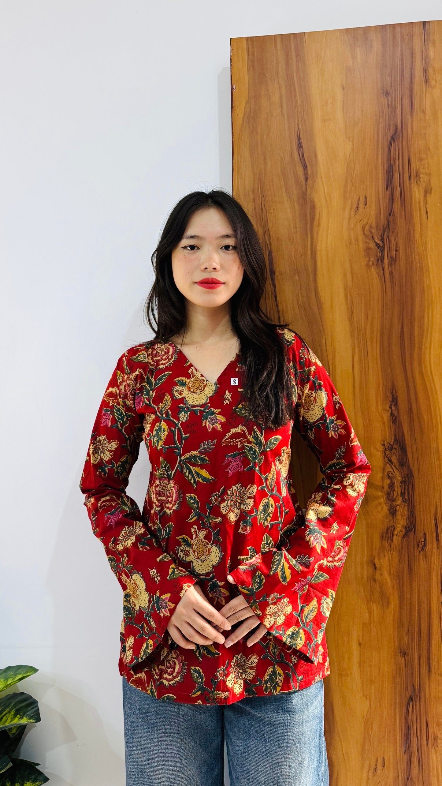 Cotton Bell Sleeves Back Crisscross design Short Kurti