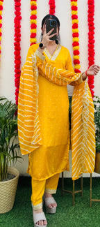 Beautiful Silk Kurta Pant Dupatta Set - Dolled Up