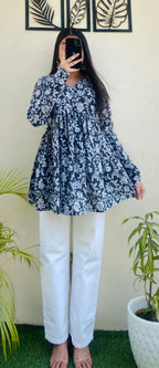 Cotton Flared Aliacut Floral Print Peplum Top - Dolled Up