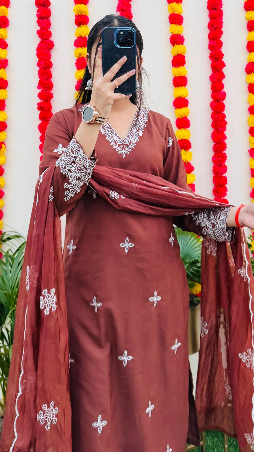 Beautiful Embroidered Silk Kurta Set - Dolled Up