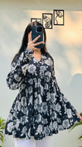 Cotton Katha Flared Printed Aliacut Peplum Top - Dolled Up